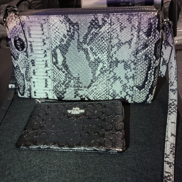 Coach Handbags - Coach Crosby Mix Material Exotic Crossbody and a Signature Patent Wristlet